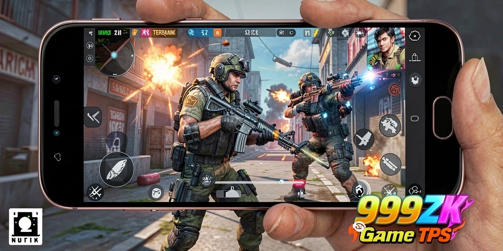Screenshot 999ZK menampilkan aksi seru dalam gameplay TPS.