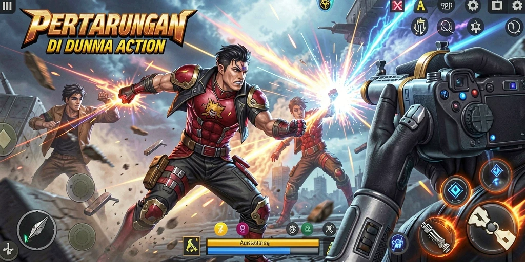 Screenshot memperlihatkan aksi pertarungan seru dalam game Action.