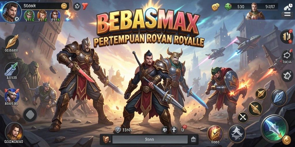Screenshot utama menunjukkan aksi pertempuran seru di BEBASMAX
