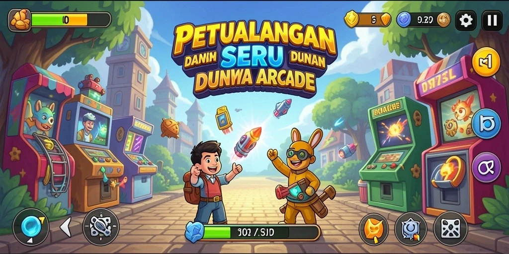 Gameplay D73 yang penuh warna dan dinamis dalam aksi arcade.