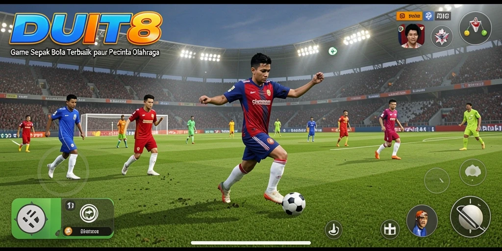 Tampilan permainan <strong>DUIT8</strong> yang menggambarkan aksi sepak bola yang realistis.