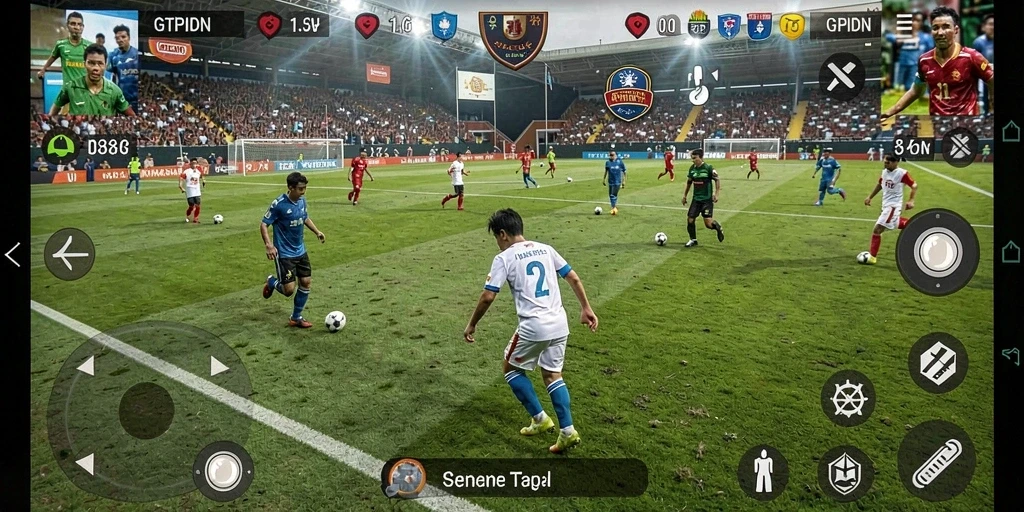 Screenshot GTPIDN menampilkan aksi nyata di lapangan sepak bola.