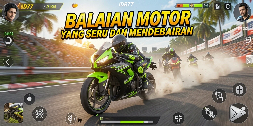 Screenshot gameplay IDR77 menunjukkan adrenalin balapan motor yang mendebarkan.