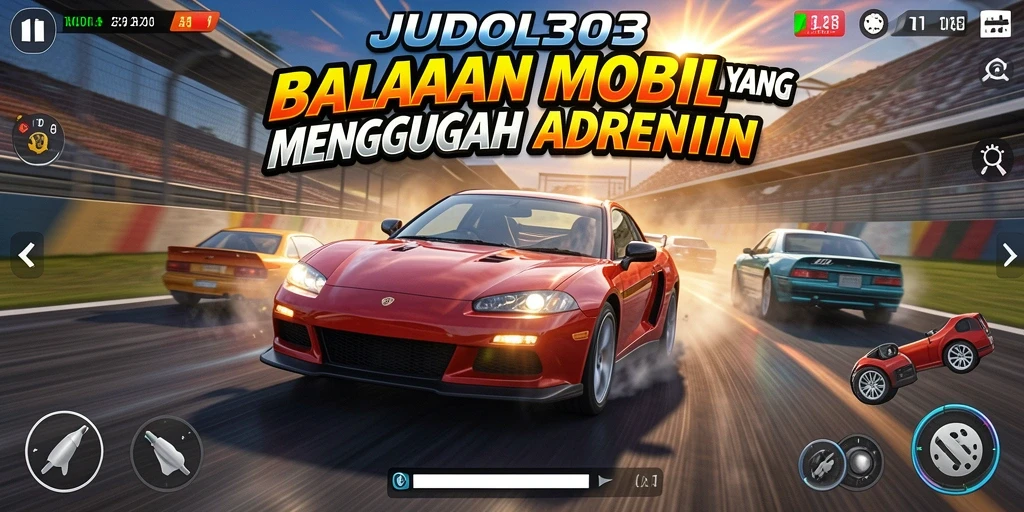 Tangkapan layar gameplay balapan mobil yang seru di JUDOL303.
