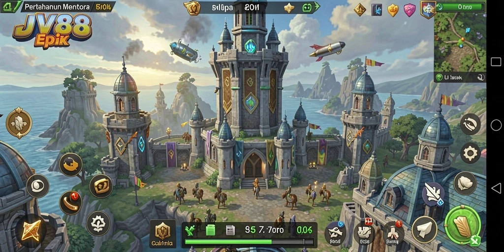 Tangkapan layar gameplay JV88 menunjukkan aksi menara bertahan yang mendebarkan.