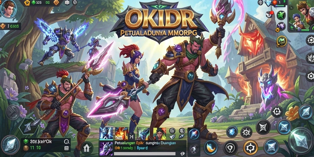 Screenshot menunjukkan aksi seru dalam gameplay OKIDR MMORPG.