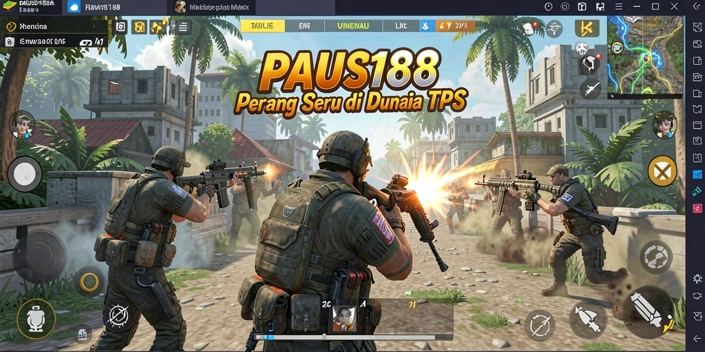 Tampilan gameplay seru PAUS188 dengan berbagai senjata.