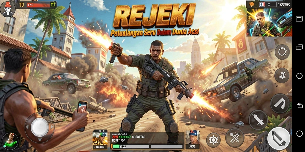 Tampilan aksi seru dalam gameplay game REJEKI.