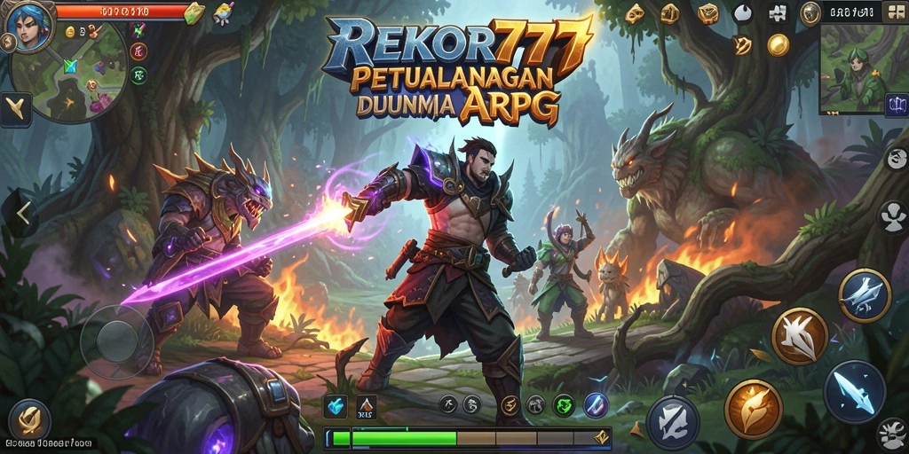 Tampilan gameplay mendebarkan dari REKOR777 dengan pertarungan ARPG yang intens.