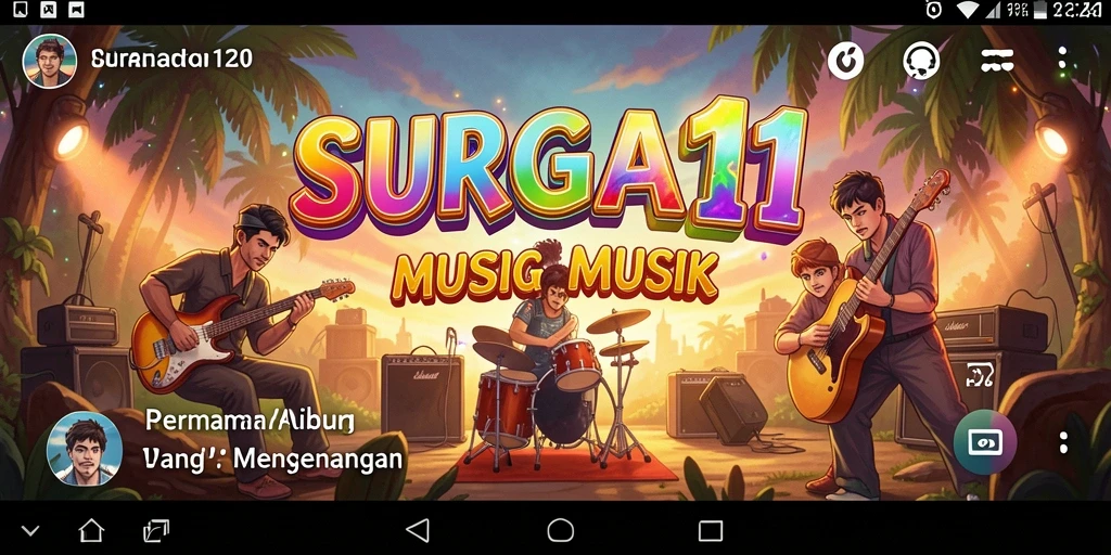 Tampilan gameplay <strong>SURGA11</strong> yang penuh warna dan interaktif saat bermain musik.