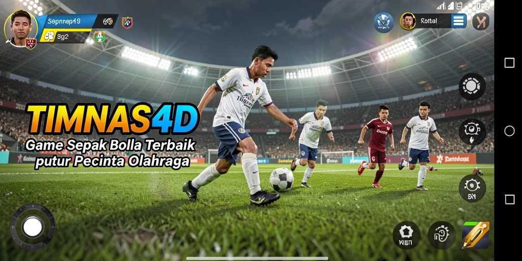 Screenshot gameplay TIMNAS4D menampilkan aksi seru dalam sepak bola.