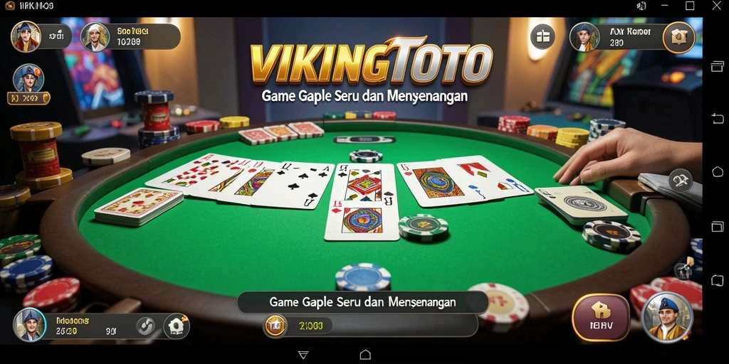 Tampilan gameplay seru VIKINGTOTO dengan fitur Gaple yang menarik.