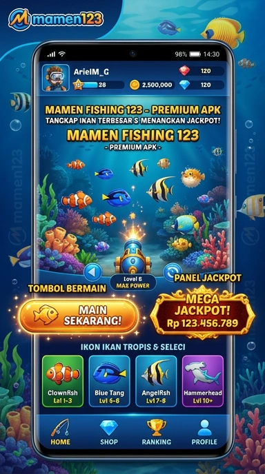 Screenshot aplikasi mamen123 dengan berbagai pilihan kategori.